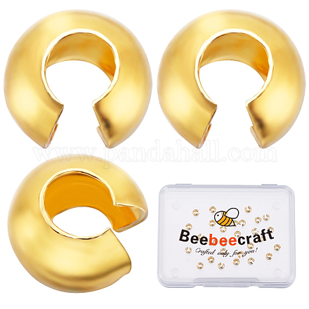 Beebeecraft 925 スターリングシルバー ビーズ チップ ノット カバー  ゴールドカラー  4x5x2.5mm  30個/箱 STER-BBC0005-94B-G-1