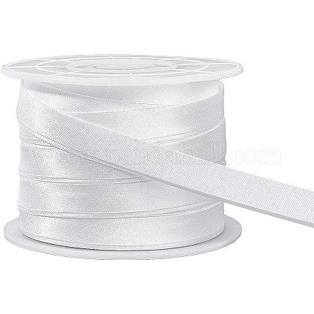 Benecreat12.5mサテンパイピングトリム  チャイナドレス用綿  衣類の装飾  1個のプラスチックスプール付き  ホワイト  3/8インチ（10mm） OCOR-BC0002-15A-1
