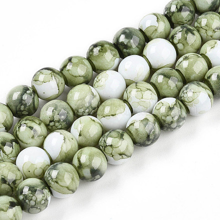 Выпечка окрашенные стеклянные бусины пряди DGLA-N003-10mm-C06-1