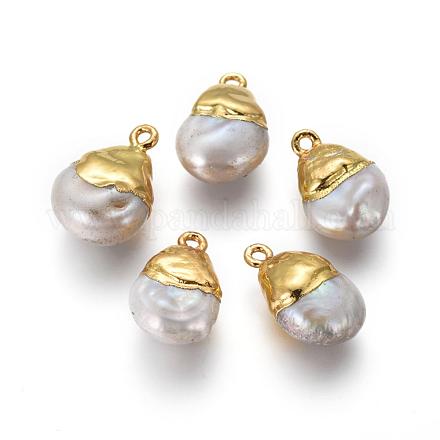 Pendenti con perle d'acqua dolce coltivate naturali PEAR-F011-65G-1