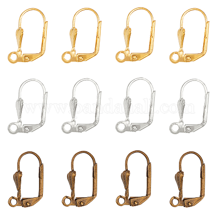 SUPERFINDINGS 120pcs 3 Colors Hypoallergenic Earring Hooks Brass Leverback Earrings French Hook Ear Wire with Open Loop for Jewelry Making 18x10mm KK-FH0001-16-1