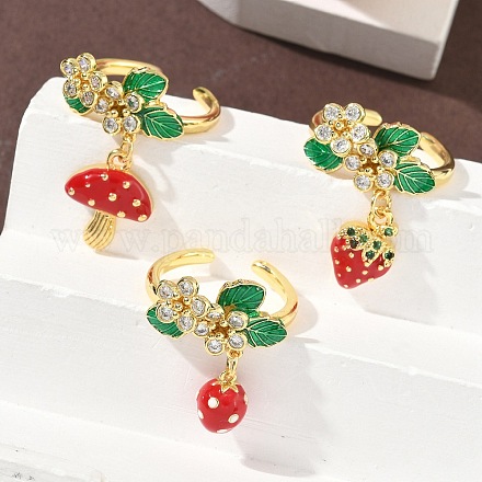 Латунные микро проложить манжеты кольца кубического циркония RJEW-A069-04G-1