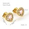 304 Stainless Steel Cubic Zirconia Stud Earrings, Golden, Heart, 10x10mm