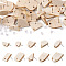 40Pcs 10 Styles Fan & Rectangle & Flat Round & Oval Ash Wood Stud Earring Findings, with 304 Stainless Steel Pin, with 50Pcs Plastic Ear Nuts, Wheat, 10.5~17x8~19mm, Hole: 1.8~2mm, Pin: 0.7mm, 4Pcs/style