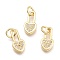 Brass Micro Pave Cubic Zirconia Pendants, with Jump Ring, Heart Lock, Clear, Real 18K Gold Plated, 12.8x6.5x1.7mm, Ring: 5x0.7mm, Hole: 3.3mm