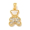 Brass Micro Pave Clear Cubic Zirconia Pendants, with Shell, Bear, Real 18K Gold Plated, 17x11x3mm, Hole: 4x2mm