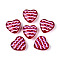 Transparent Glass Beads, Heart with Stirpe, with Enamel, Orchid, 19~20x20.5x8.5~9mm, Hole: 1~1.2mm