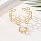 Flower Alloy Cuff Bangle & Cuff Rings Sets for Women, Golden, Inner Diameter: 18mm