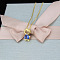 Brass Pave Heart Cubic Zirconia Boy Pendant Box Chain Necklaces, Golden, Cornflower Blue, 17.72 inch(45cm)