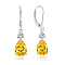 Brass Cubic Zirconia Dangle Earrings, Teardrop, Platinum, Gold, 33x8mm