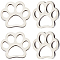 30Pcs Stainless Steel Filigree Joiners, Dog Paw Print, Stainless Steel Color, 11x12x0.8mm