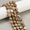 Natural Picture Jasper Beads Strands, Faceted, Oval, with Seed Beads, 9x10mm, Hole: 1.2mm, about 32pcs/strand, 15.75''(40cm)