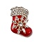 Christmas Enamel Pins, Alloy Rhinestone Lapel Pins for Backpack Clothes, Christmas Socking, Red, 28x28mm