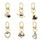 6Pcs Alloy Enamel & Rhinestone Pendant Decoration, with Alloy Lobster Claw Clasps, Golden, 49~55mm, 6pcs/set