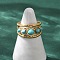 304 Stainless Steel Adjustable Cuff Rings, with Synthetic Turquoise, Golden, 12mm, Inner Diameter: 18mm