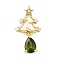 Brass Micro Pave Cubic Zirconia Pendants, Christmas Tree Charms, Rack Plating, Long-Lasting Plated, Cadmium Free & Lead Free, Real 18K Gold Plated, 20.5x11x4mm, Hole: 4x2.5mm