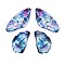 Transparent Epoxy Resin Pendants, Wings with Floral Pattern Charms, with Gold Foil, Cornflower Blue, 39x19x2.5mm, Hole: 1mm