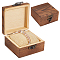 2Pcs Wooden Jewelry Trinket Storage Boxes with 2Pcs Cloth Bracelet Watch Pillows, Square, Camel, Box: 9x9x4.9cm