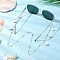 Brass Cable Eyeglasses Chains, with Natural Mixed Cowrie Shell Beads & Rubber Loop Ends, Golden, 738mm
