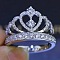Fashionable Alloy Rhinestone Finger Rings, Crown, Crystal, US Size 9(18.9mm)