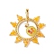 Glass Seed Beads with Brass Pendants, Sun with Star, Golden, Orange, 50x40~42x3.8mm, Hole: 3.8x3.6mm