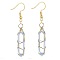 Opalite Hexagon Handmade Copper Wire Wrapped Earrings Natural Stone Column Earrings, Golden