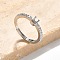 S925 Sterling Silver Adjustable Letter Rings for Women, with Micro Pave Cubic Zirconia, Letter U, 2mm,US Size 5 1/2(16.1mm), Letter: 5x4mm