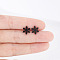 Christmas Snowflake 304 Stainless Steel Stud Earrings, Black, 10x9mm
