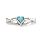 Brass Heart Fold Over Clasps, with Synthetic Turquoise, Platinum, 25mm