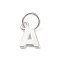 925 Sterling Silver Letter Charms, with Jump Rings and 925 Stamp, Silver Color Plated, Letter A, 7.5x5.5x0.8mm, Hole: 4mm