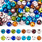 64Pcs 16 Styles Handmade Lampwork Beads, Round with Strip/Spot Pattern, Mixed Color, 12~12.5x11.5~12mm, Hole: 1~1.7mm, 4pcs/style
