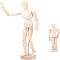 2Pcs 2 Style Unfinished Wooden Pine Movable Joint Family Model, for Artist Mannequin Drawing Supplies, BurlyWood, 1pc/style