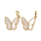 Brass Pendants, with Shell, Butterfly, Real 18K Gold Plated, 16.5x18x3.5mm, Hole: 4.5x3.5mm