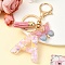 Resin & Acrylic & Faux Suede Tassel Keychain, with Alloy Clasp and Iron Rings, Letter A, 10cm