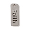 Non-Tarnish 201 Stainless Steel Pendants, Laser Cut, Rectangle with Faith Charm, Stainless Steel Color, 17x6x1mm, Hole: 1.5mm