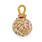 Polyester Pendants, Multicolor Woven Ball Charm, Purple, 38.5~39x22.5~23mm, Hole: 4.5x8.5mm