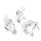 Natural Quartz Crystal Carved Half Hole Beads, Rock Crystal Animal Beads, Rabbit, 19x17x9mm, Hole: 1mm