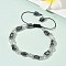 Natural Quartz Crystal & Non-magnetic Synthetic Hematite Beaded Braided Bead Bracelets for Men Women, Oval, with 201 Stainless Steel Findings, Inner Diameter: 2~3-1/4 inch(5.2~8.4cm)