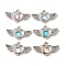 Alloy Pendants, with Rhinestone & Glass, Lead Free & Cadmium Free & Nickel Free, Rack Plating, Heart Wings, Mixed Color, Platinum, 13x23.5x4mm, Hole: 1.6mm