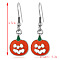 Halloween Theme Alloy Enamel Dangle Earrings, Platinum, Pumpkin, 35mm