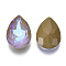 Pointed Back K9 Glass Rhinestone Cabochons, Mocha Fluorescent Style, Random Color Back Plated, Faceted, Teardrop, Greige, 18x13x7mm, about 24pcs/bag