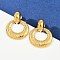 304 Stainless Steel Flat Round Dangle Stud Earrings, Golden, 31x24mm