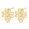 Brass Micro Pave Clear Cubic Zirconia Stud Earring Findings, Cadmium Free & Nickel Free & Lead Free, with Loop, Flower, Real 18K Gold Plated, 11.5x9.5mm, Hole: 1.2mm, Pin: 0.8x11.5mm