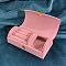 Arched Velvet Jewelry Set Storage Boxes, with Golden Tone Aluminum Alloy Clasps, for Earrings Rings Bracelets, Pearl Pink, 10.2x3.4x5.55cm