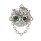 Brass Micro Pave Cubic Zirconia Pendants, with Jump Ring, Owl, Platinum, 20x15.5x10.5mm, Hole: 3mm