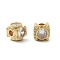 Brass Micro Pave Cubic Zirconia Beads, Square, Rack Plating, Cadmium Free & Lead Free, Long-Lasting Plated, Light Gold, 8x8x8mm, Hole: 2.6mm