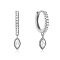 S925 Sterling Silver Horse Eye Hoop Earrings, with Clear Cubic Zirconia, Silver, 20x4x12mm