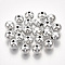 UV Plating ABS Plastic Beads, Round, Platinum Plated, 7.5~8x7mm, Hole: 2mm