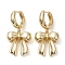 Bowknot Brass Dangle Hoop Earrings, Long-Lasting Plated, Lead Free & Cadmium Free, Real 18K Gold Plated, 35x18.5mm