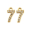 304 Stainless Steel Pendants, with Crystal Rhinestone, Number Charms, Real 14K Gold Plated, Number, 9x4.5x1mm, Hole: 1mm